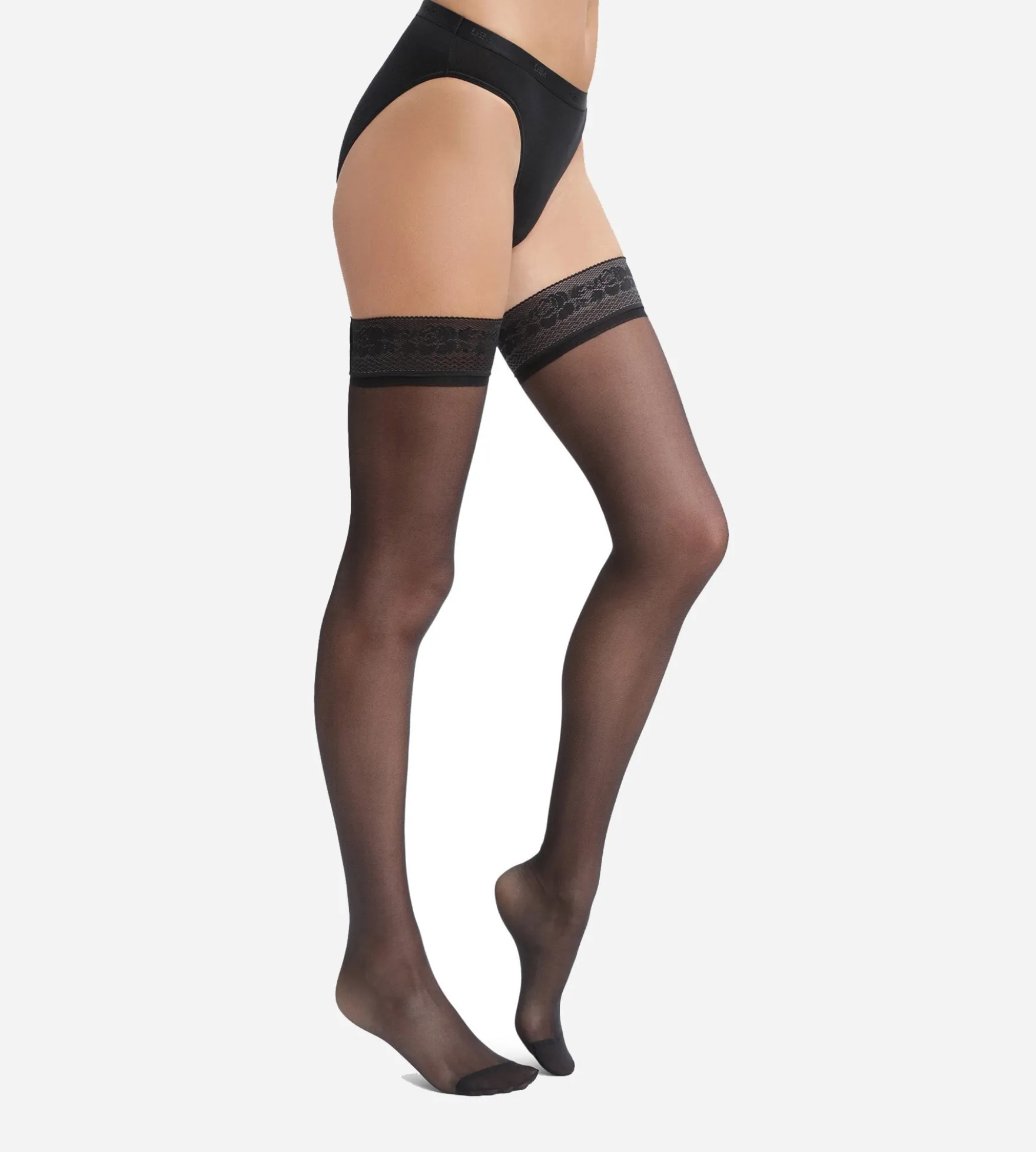 Bas femme en voile transparent Noir Dim Up Beauty