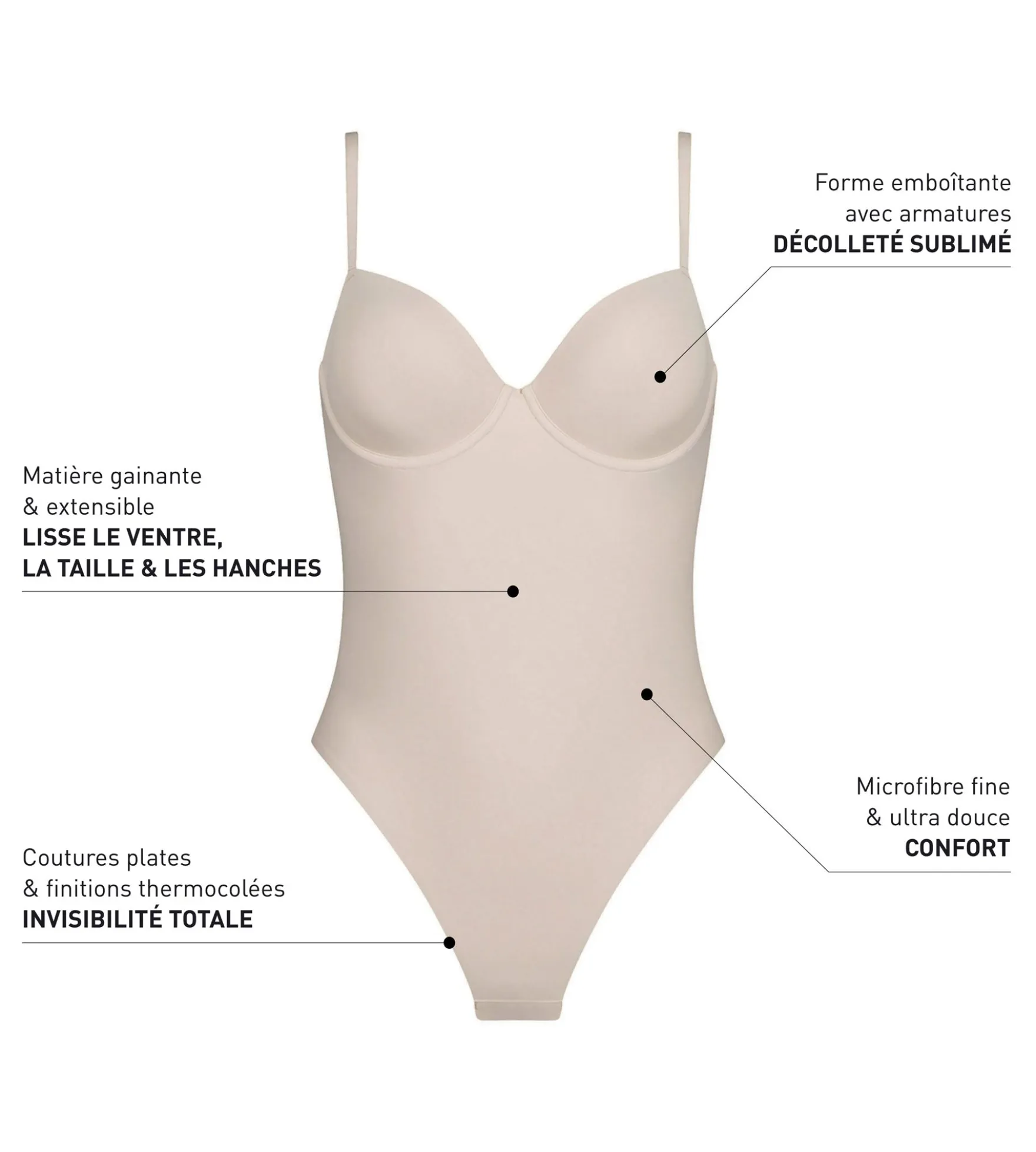 Body string effet sculptant sculptant en microfibre Nude Dim Silhouette Invisible