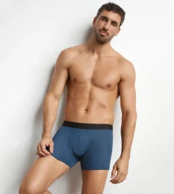 Boxer homme en coton modal piqué Bleu Fjord Dim Smart