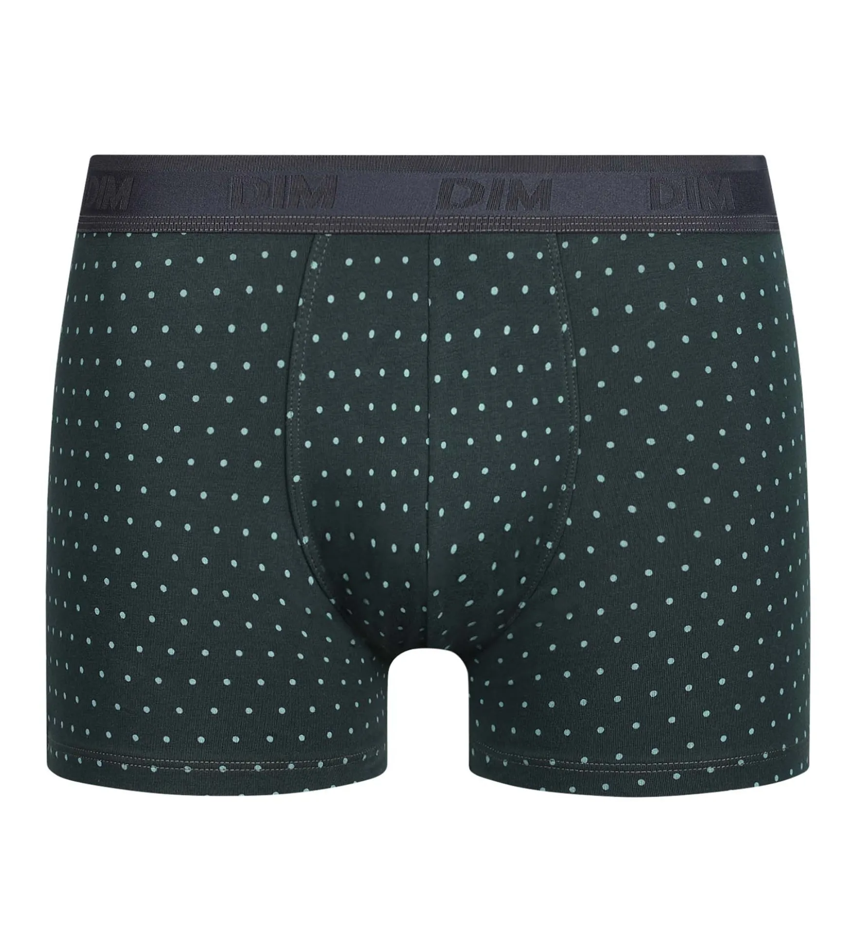 Boxer homme en coton stretch Vert à pois Dim Fancy