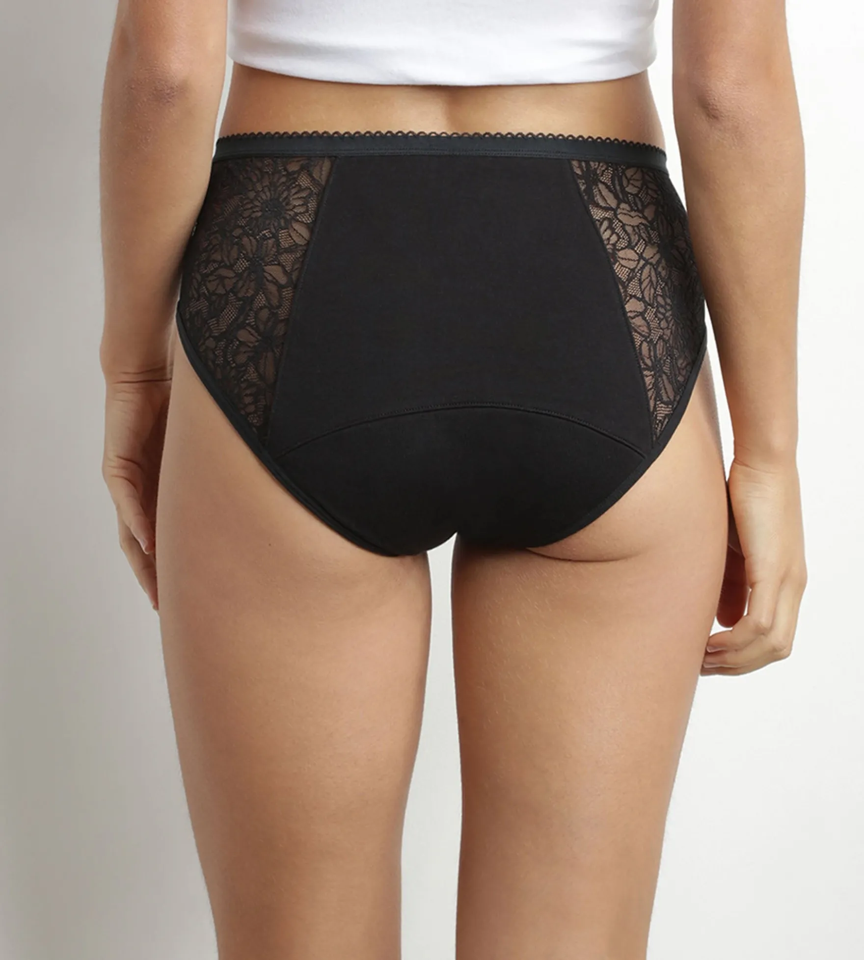 Boxer menstruel coton bio dentelle Noir flux très abondant Dim Protect
