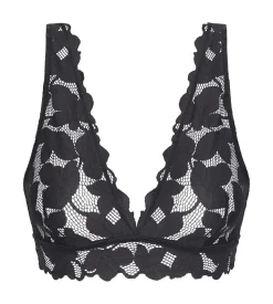 Bralette femme en dentelle à grosses fleurs Gris Granit Dim Lacy