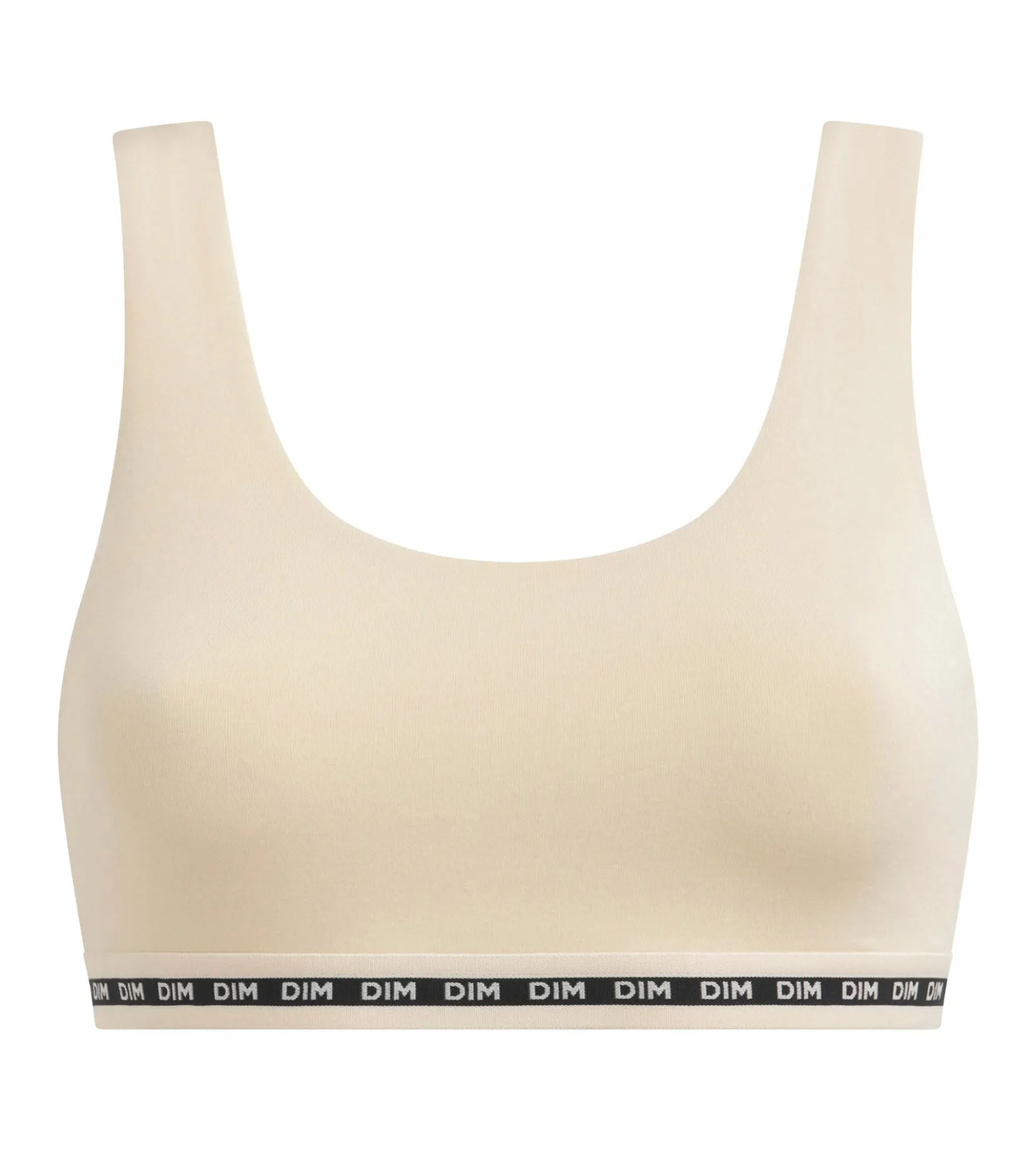 Brassière crop top Beige sans armature en modal polyamide Dim Icons Seamless
