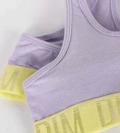 Brassière fille coton stretch Lila et bande de maintien Anis Dim Sport