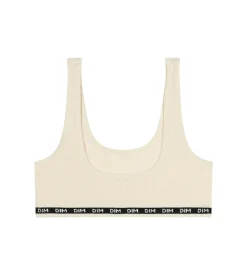 Brassière fille en tissu côtelé Beige Ivoire Dim Icons