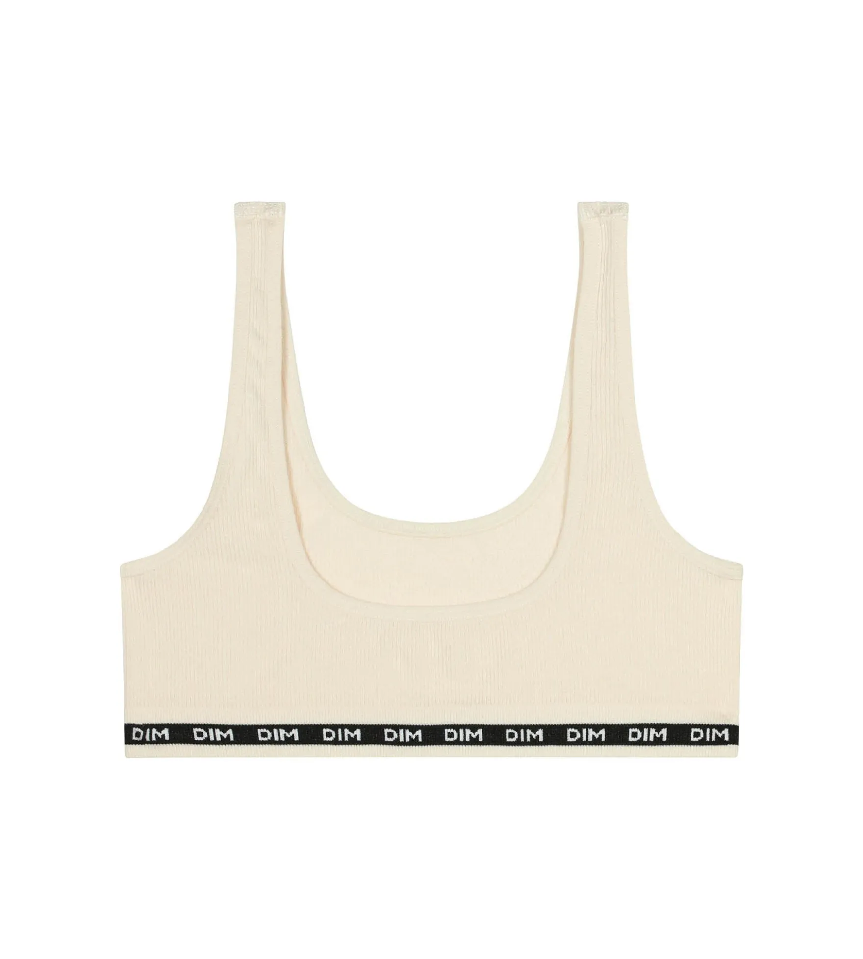Brassière fille en tissu côtelé Beige Ivoire Dim Icons