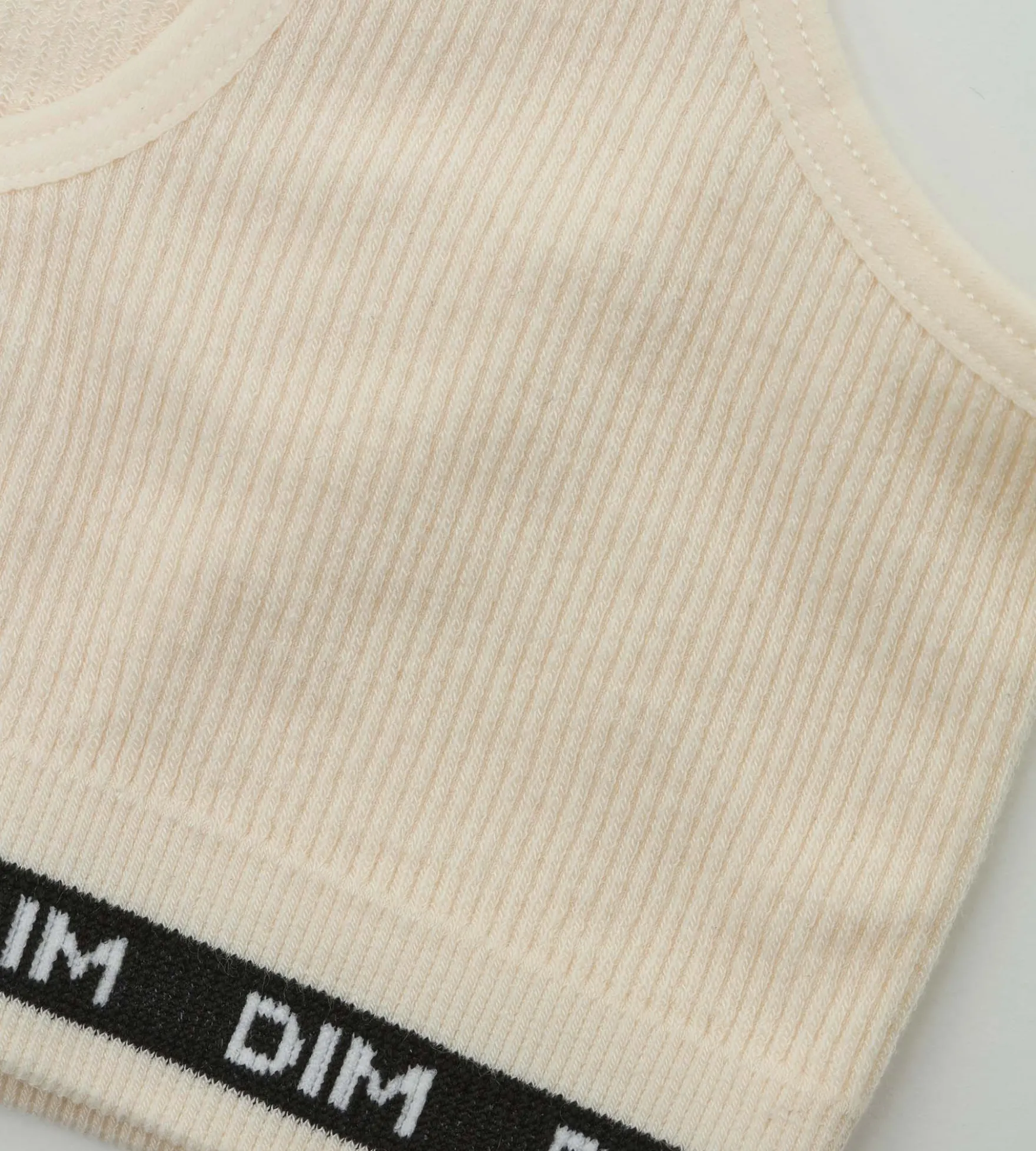 Brassière fille en tissu côtelé Beige Ivoire Dim Icons
