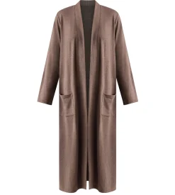 Cardigan long jersey fin marron foncé DIM x Ines de la Fressange