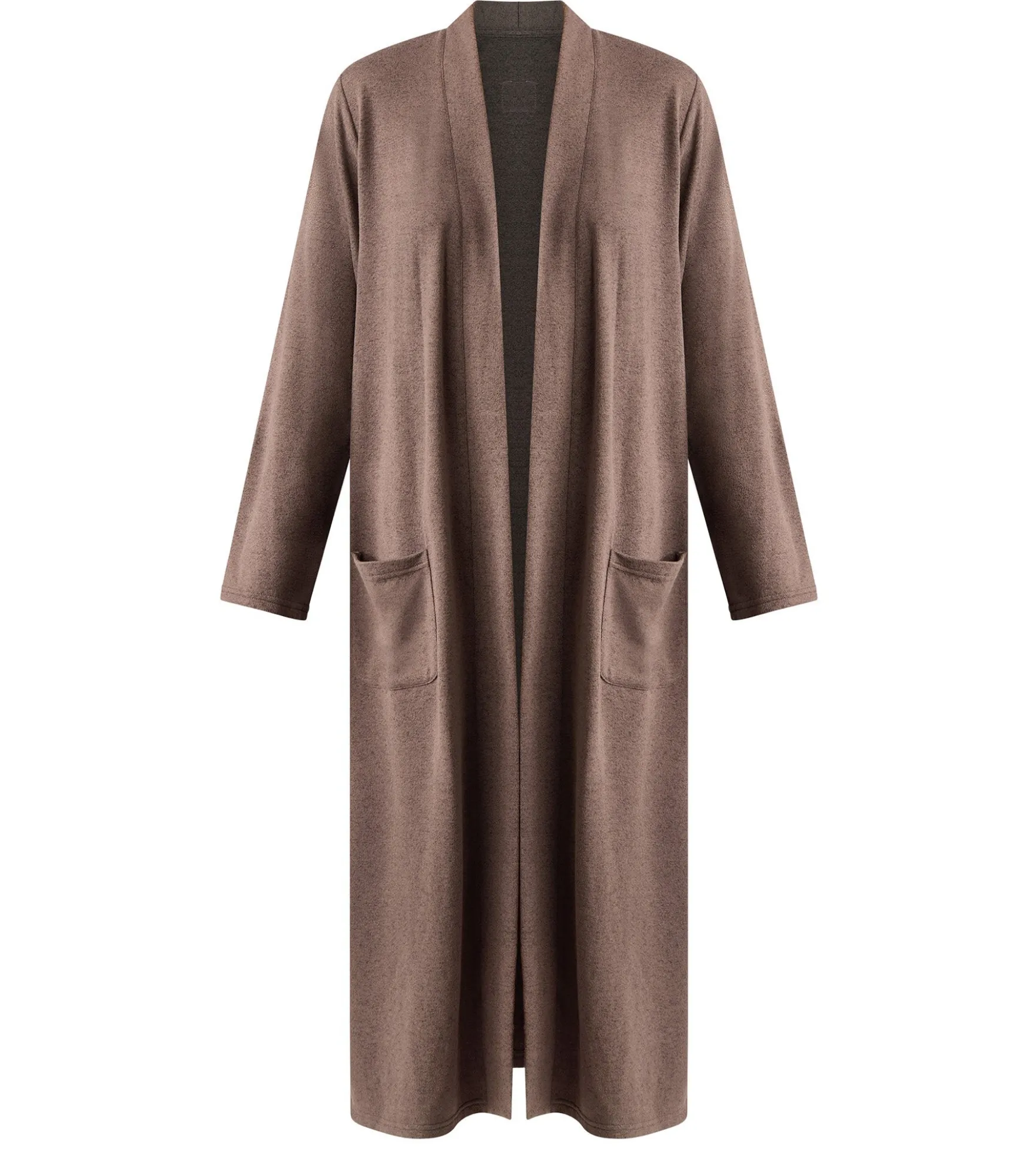 Cardigan long jersey fin marron foncé DIM x Ines de la Fressange