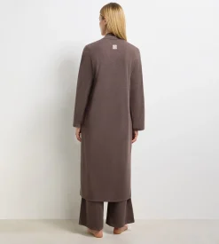 Cardigan long jersey fin marron foncé DIM x Ines de la Fressange