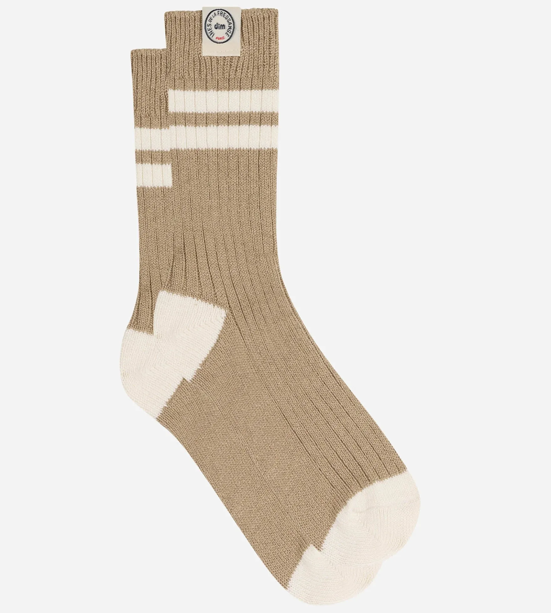 Chaussettes côtelées coton taupe profond DIM x Ines de la Fressange