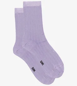 Chaussettes femme à côtes plates en coton satiné Lila Dim Mode