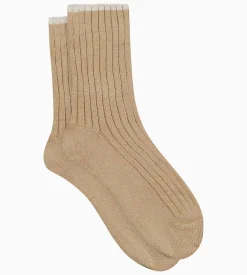 Chaussettes femme en maille côtelée unie Beige Vanille Dim Bambou
