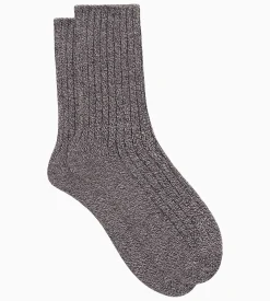 Chaussettes femme en maille côtelée unie Gris Chiné Dim Bambou
