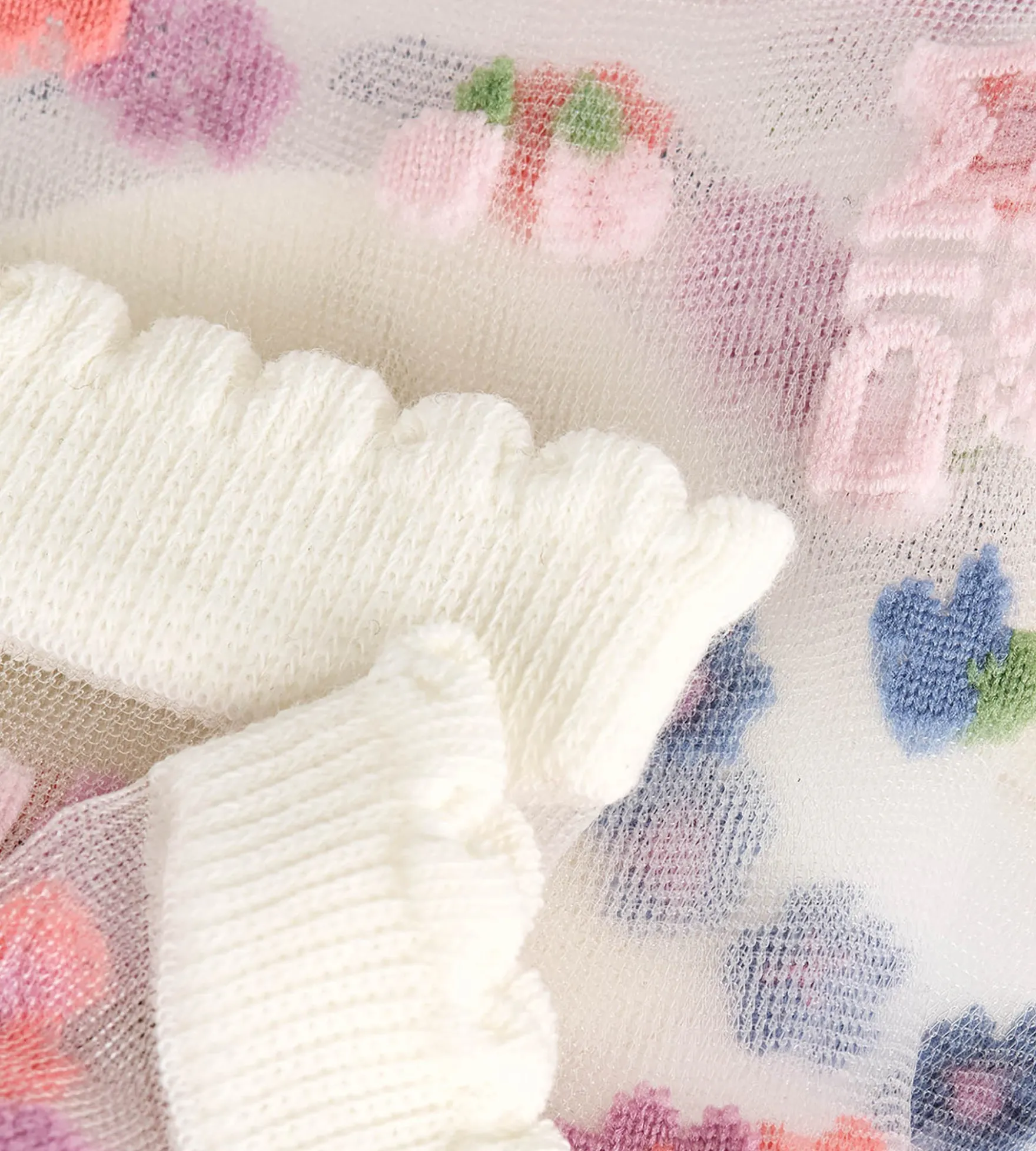 Chaussettes femme transparentes fleuries rose Socks Petal