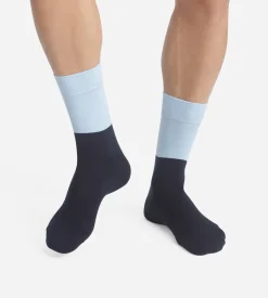 Chaussettes homme en coton effet colorblock Marine et Bleu Dim Mode