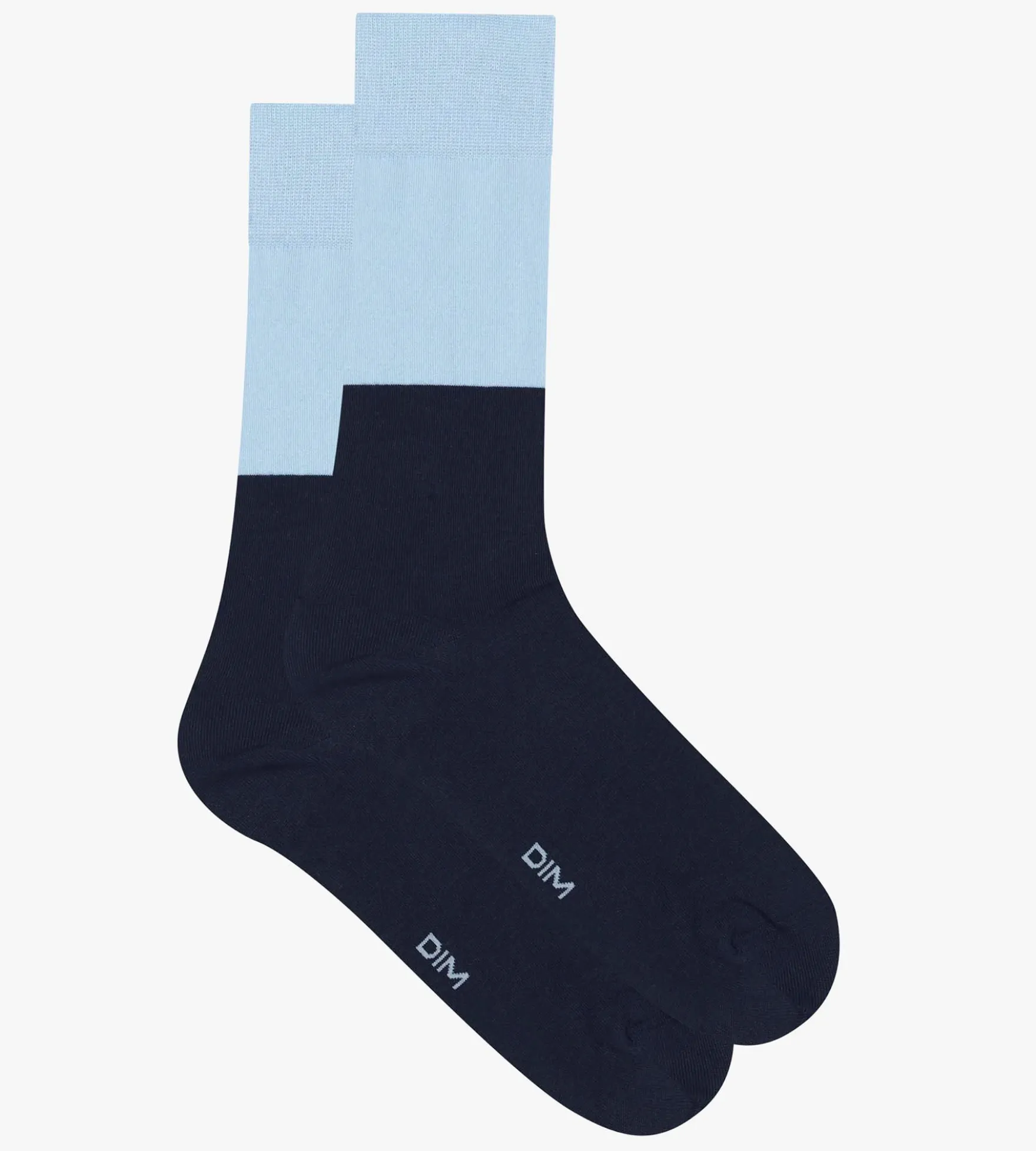 Chaussettes homme en coton effet colorblock Marine et Bleu Dim Mode