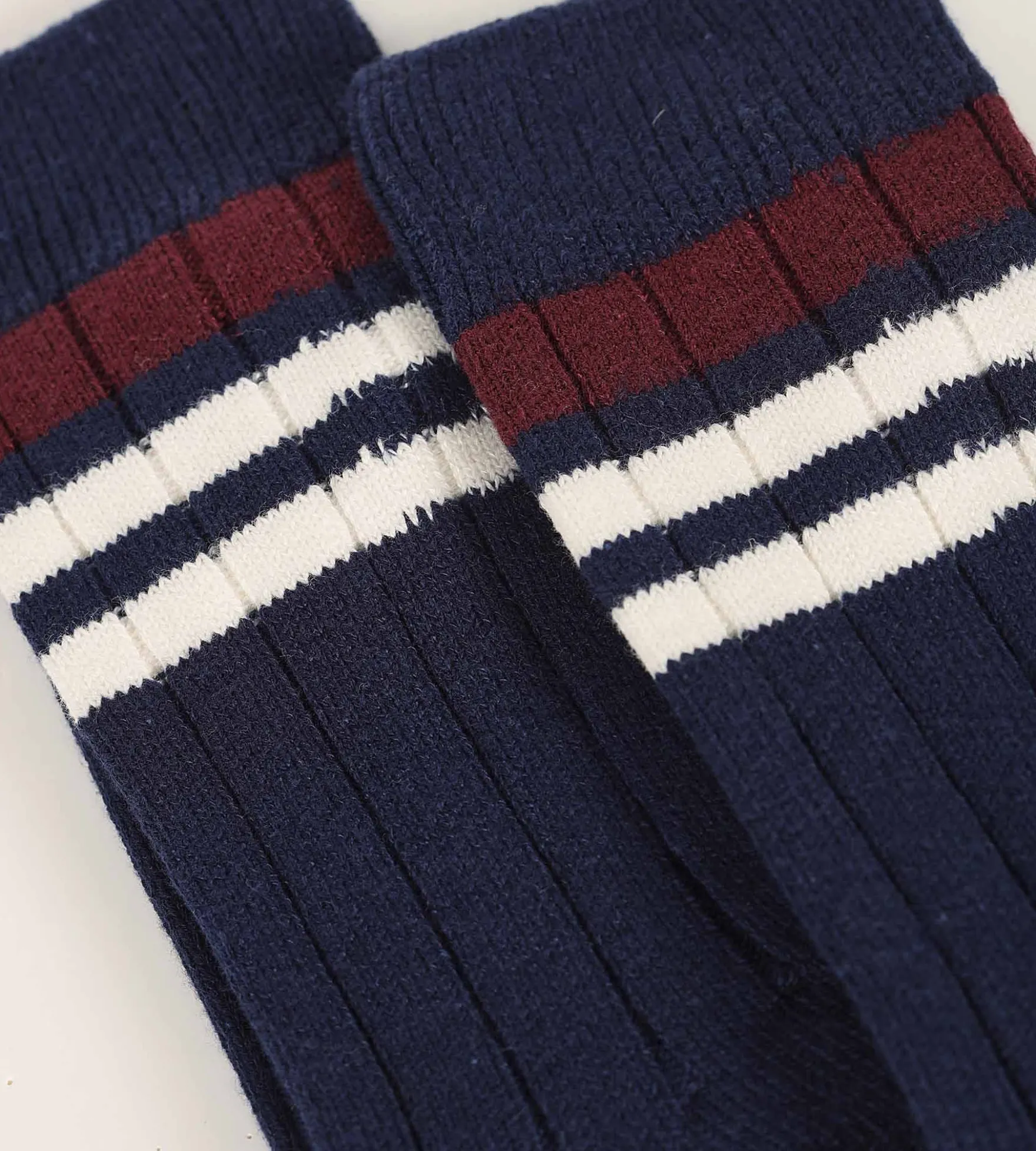 Chaussettes homme en maille côtelée à rayures Marine Dim Bambou