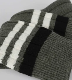 Chaussettes homme olive à rayures Bambou
