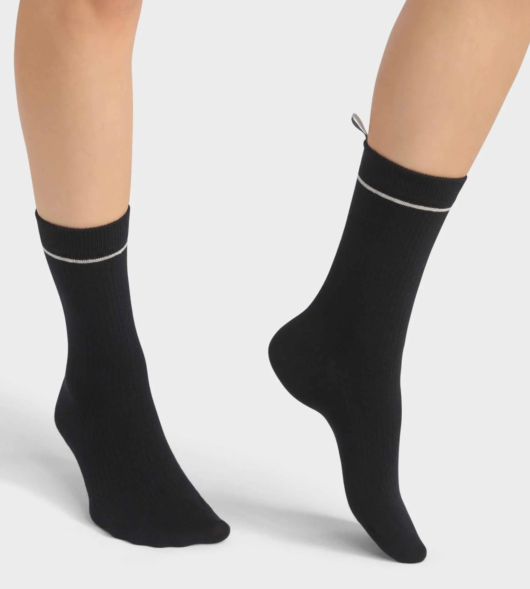 Chaussettes unisexe en coton modal côtelé Noir Dim Icons