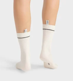 Chaussettes unisexes en coton modal côtelé Crème Dim Icons