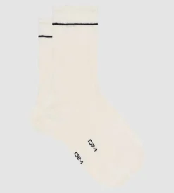Chaussettes unisexes en coton modal côtelé Crème Dim Icons