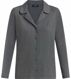 Chemise ouverte manches longues rib lurex gris granit Precious Christmas