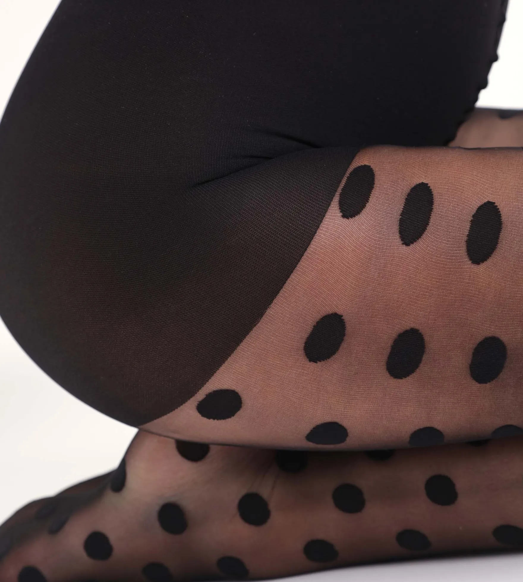 Collant femme transparent à gros pois Noir Dim Style
