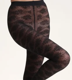 Collant noir bouquet floral Dim Style