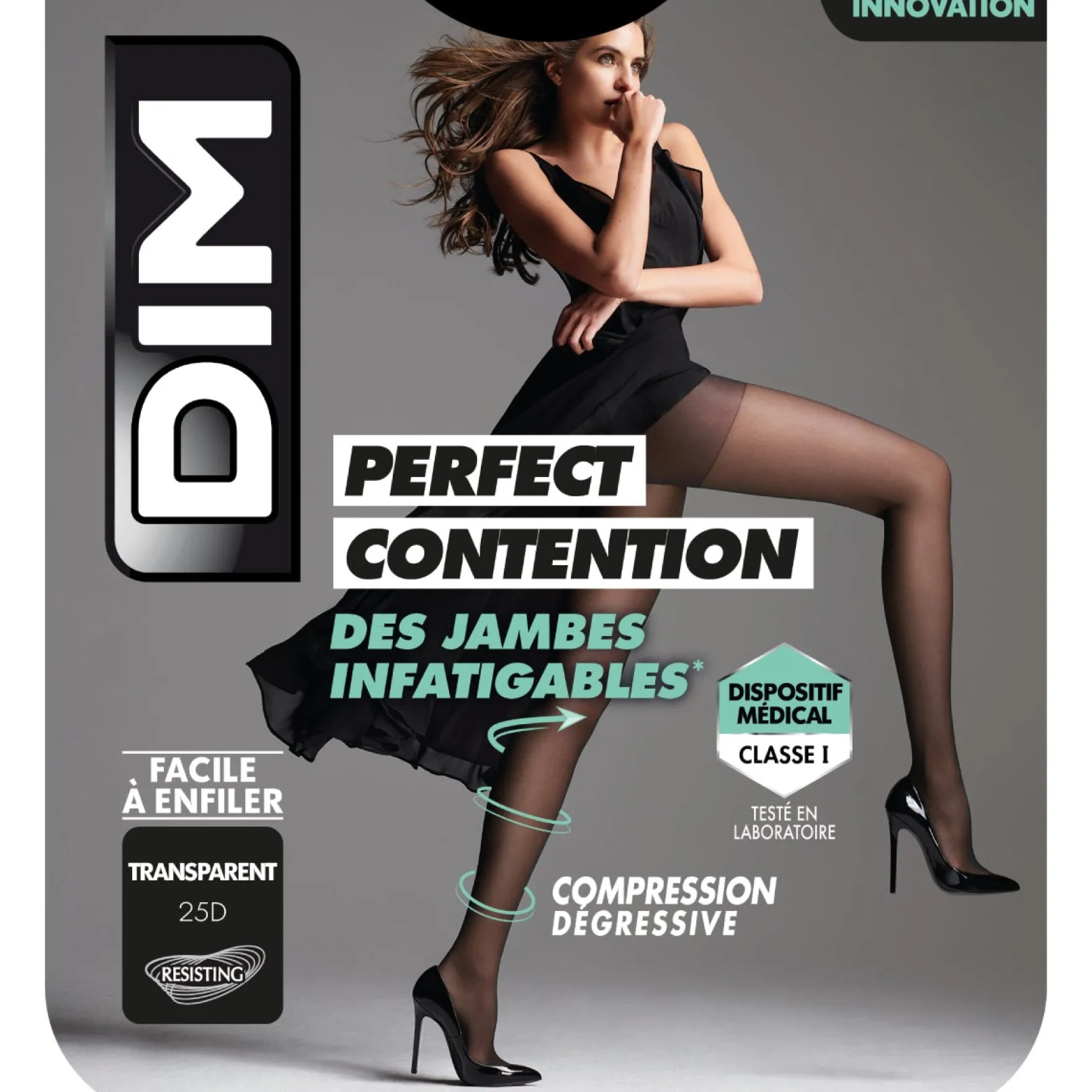 Collant Noir Transparent pour femme DIM Perfect Contention 25D