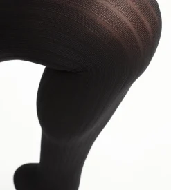 Collant semi-opaque femme à côtes plates Noir Dim Style