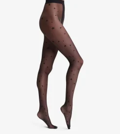 Collant transparent noir à motif Etoile Dim Style