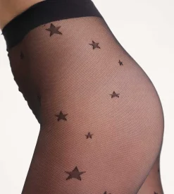 Collant transparent noir à motif Etoile Dim Style