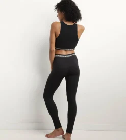 Crop top en modal polyamide côtelée sans couture Noir Dim Icons Seamless