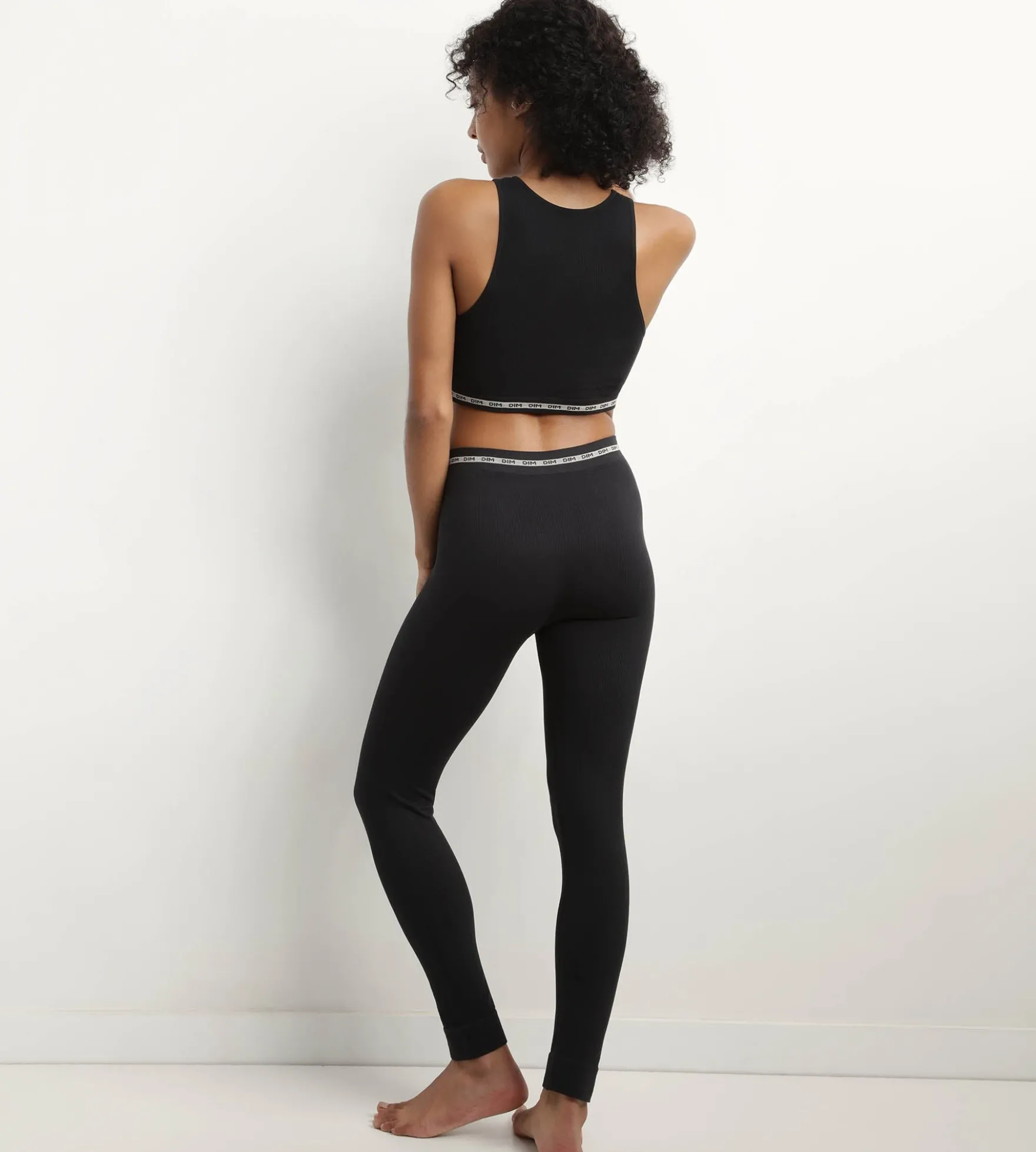 Crop top en modal polyamide côtelée sans couture Noir Dim Icons Seamless