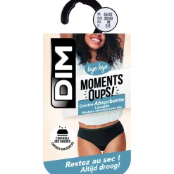 Culotte absorbante lavable en coton stretch Noir Moments Oups DIM