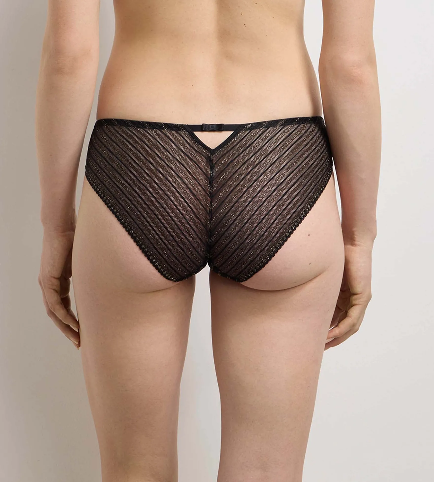 Culotte dentelle noire rayée Holiday