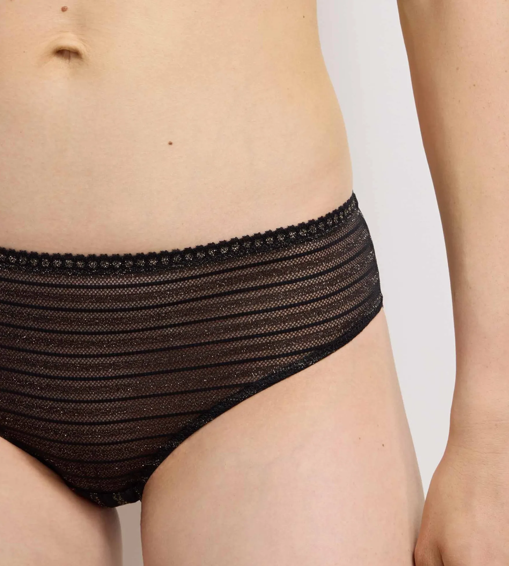 Culotte dentelle noire rayée Holiday