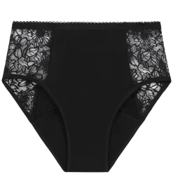 Culotte de règles taille haute flux très abondant noir à fleurs Dim Protect