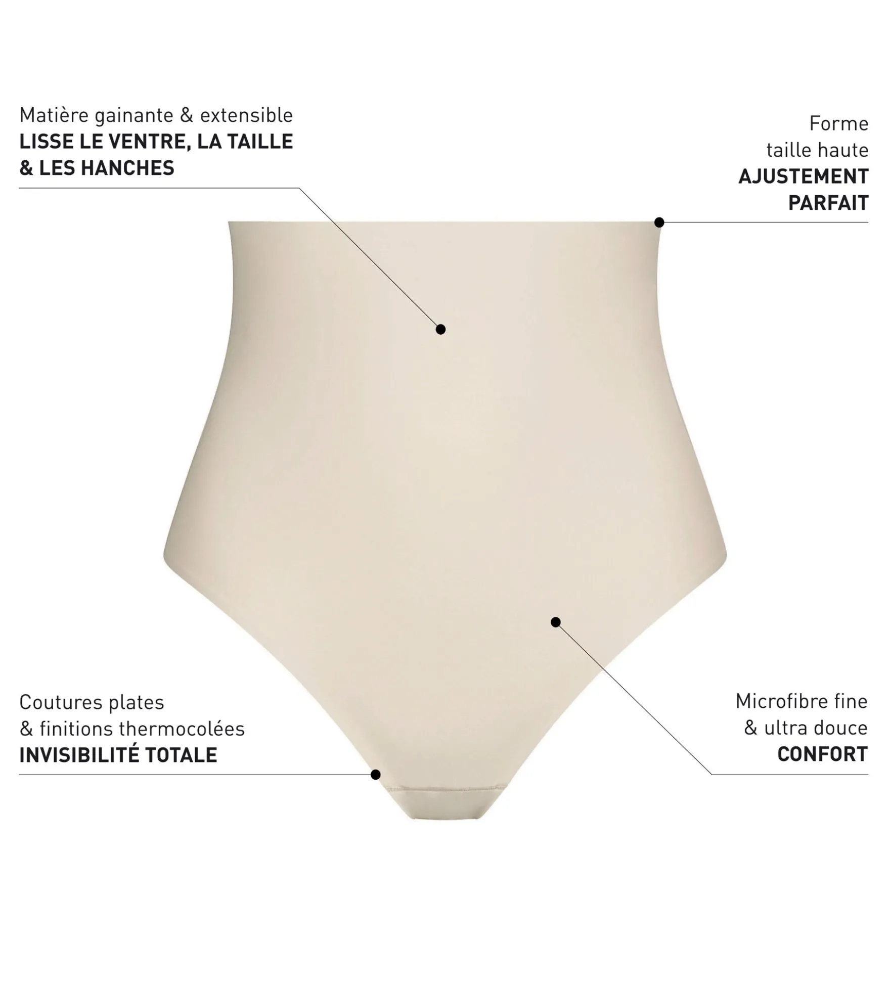 Culotte effet sculptant femme taille haute sans couture Nude Dim Silhouette Invisible