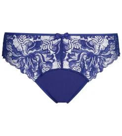 Culotte femme bleue en microfibre et dentelle Generous Essentiel