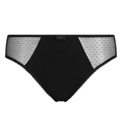 Culotte femme coton bio et tulle plumetis Noire Generous Dim