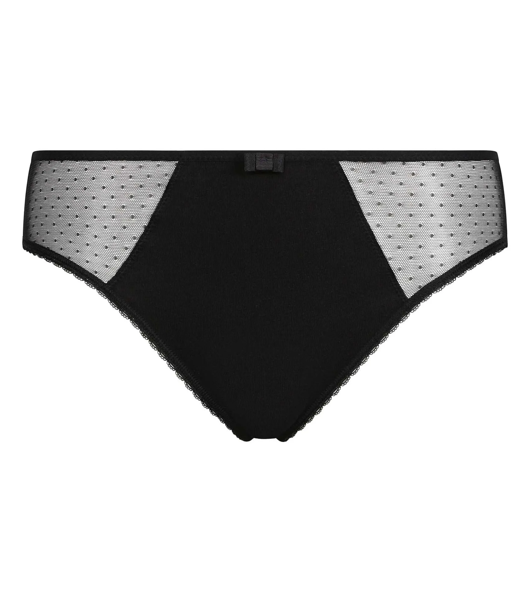 Culotte femme coton bio et tulle plumetis Noire Generous Dim