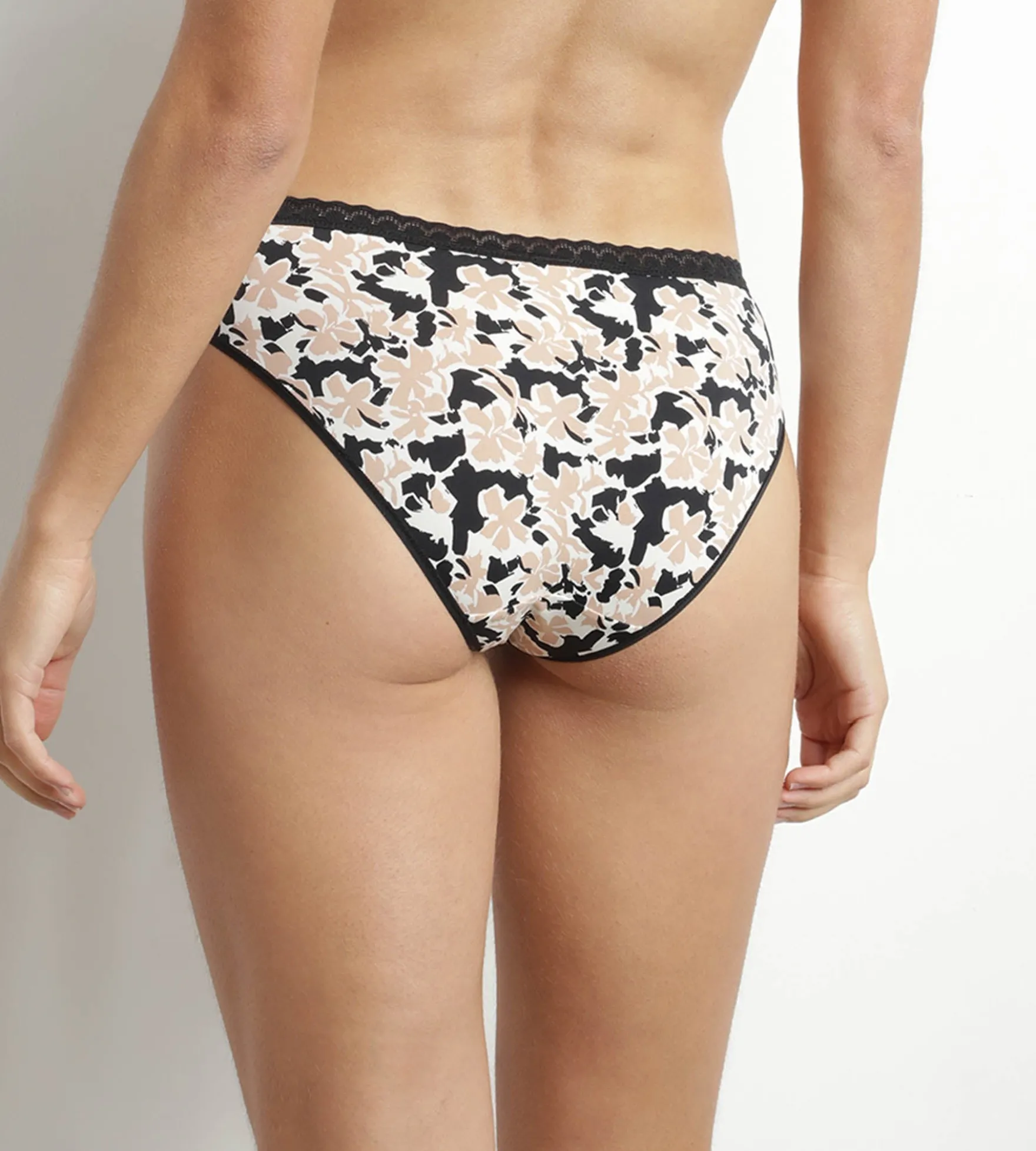 Culotte femme en microfibre à motif floral et tulle Dim Daily Micro