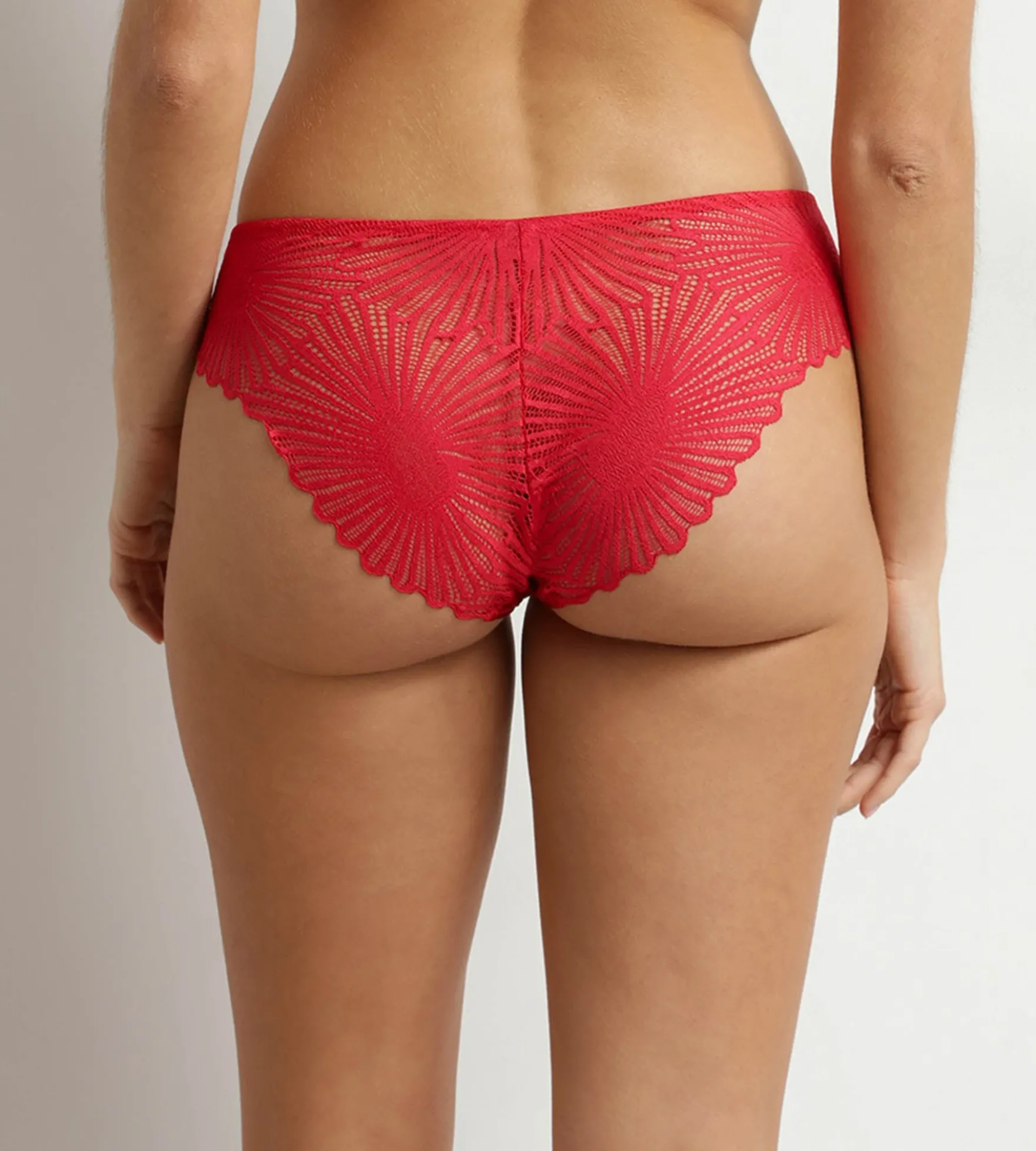 Culotte femme en satin et dentelle florale Rouge Chocolove