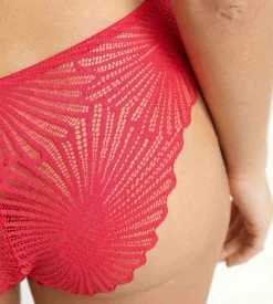 Culotte femme en satin et dentelle florale Rouge Chocolove
