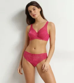 Culotte femme fuchsia en microfibre et dentelle Generous Essentiel