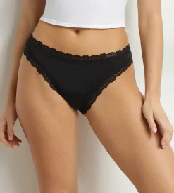 Culotte femme invisible en microfibre et dentelle Noir Dim