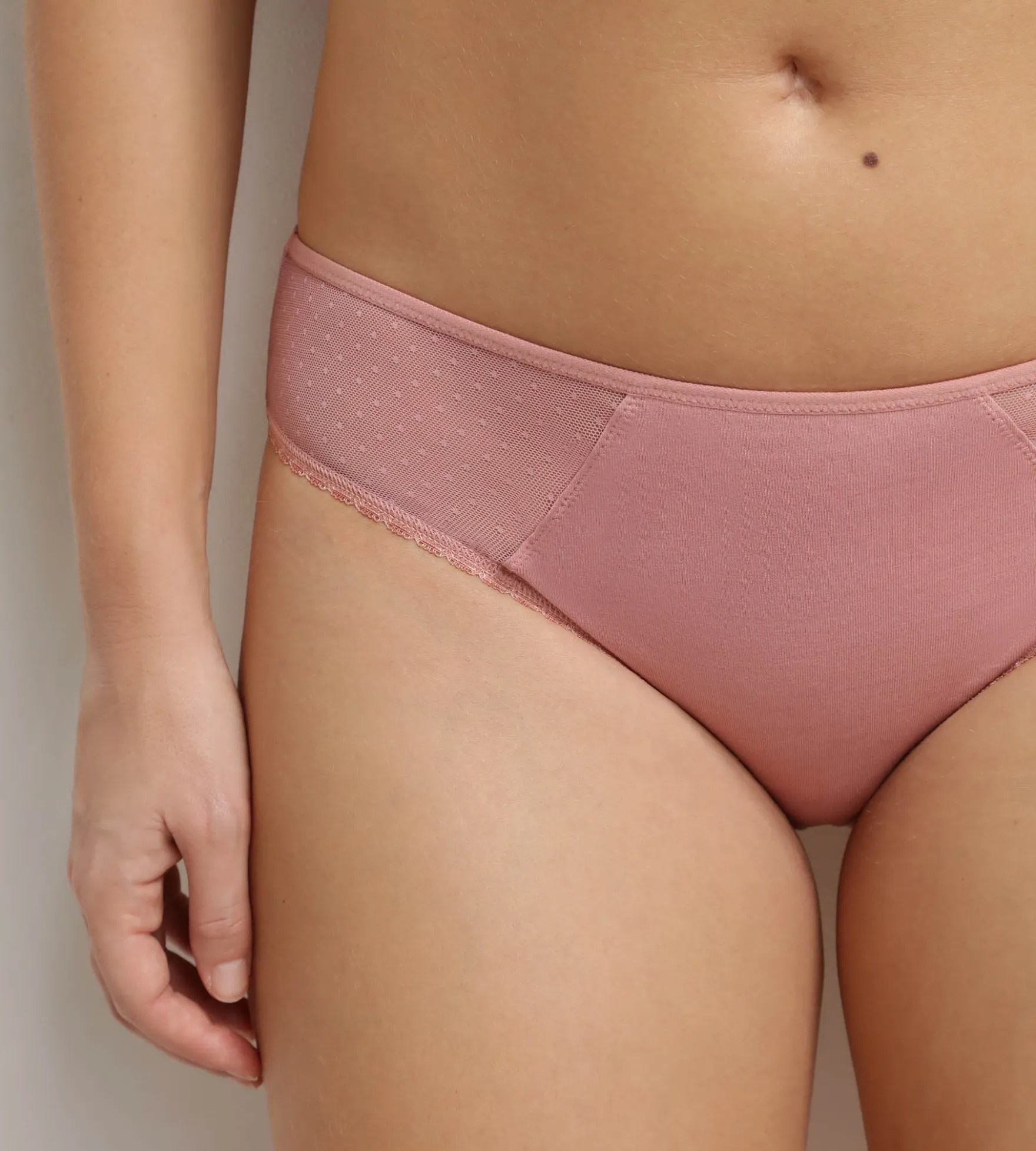 Culotte femme microfibre et tulle plumetis Rose Generous Coton Bio