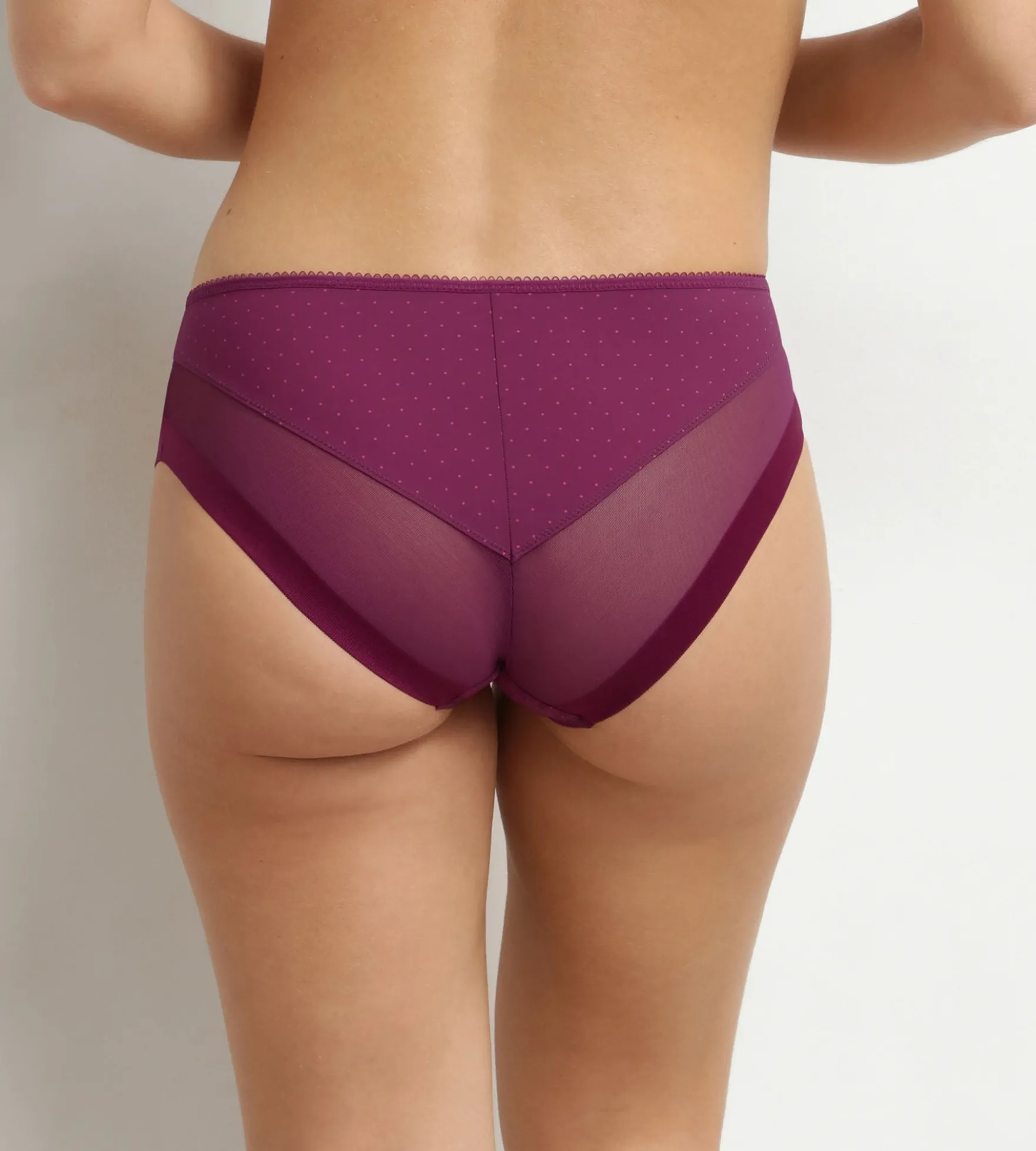Culotte femme microfibre et tulle pois bordeaux Dim Generous